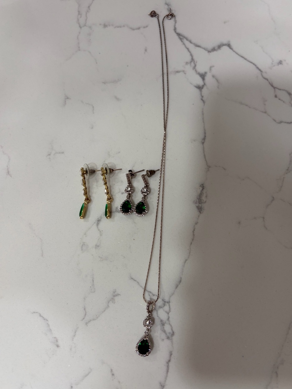 Green Emerald Necklace & Earrings